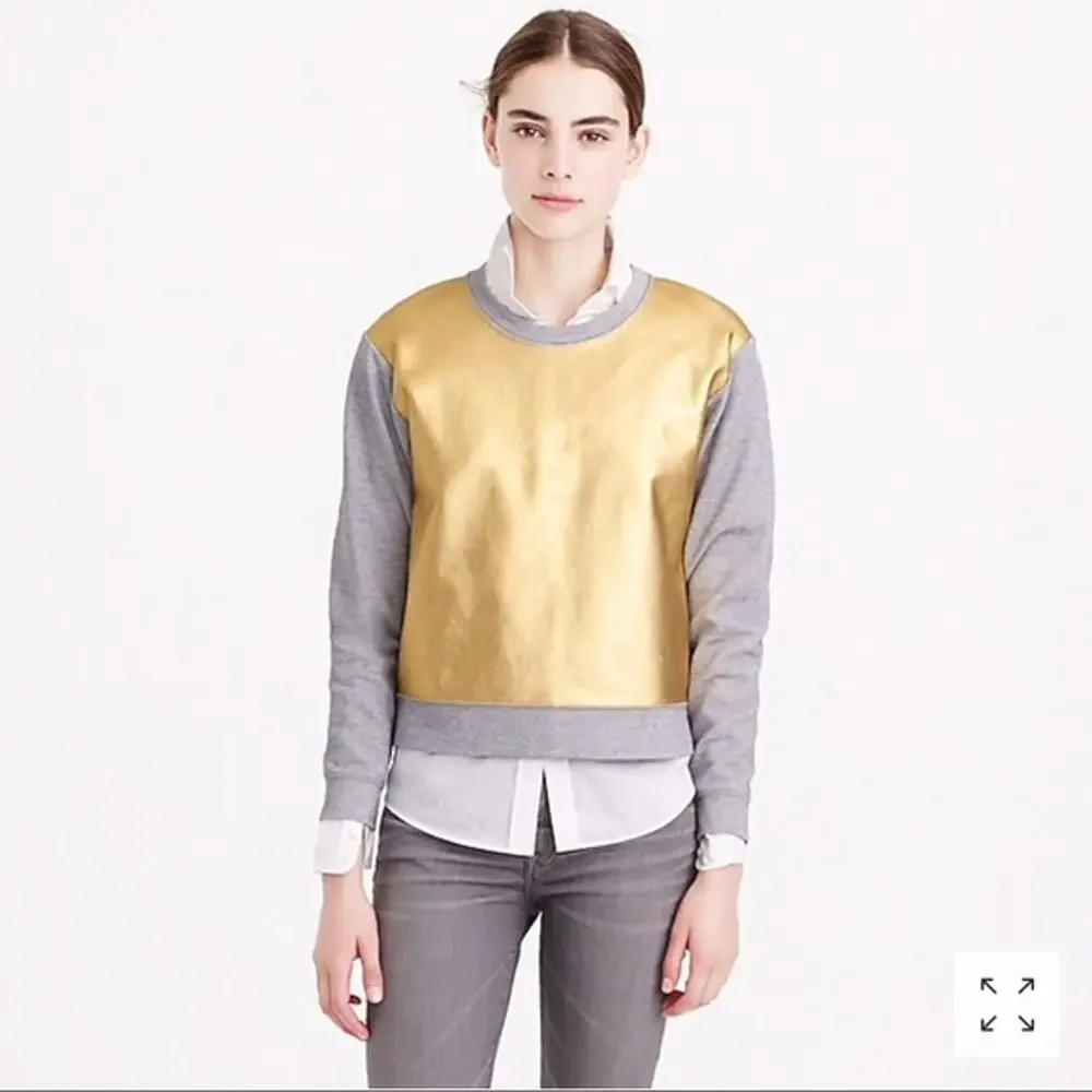 J. Crew Gold Foil Gray Sweater Sweatshirt XXS